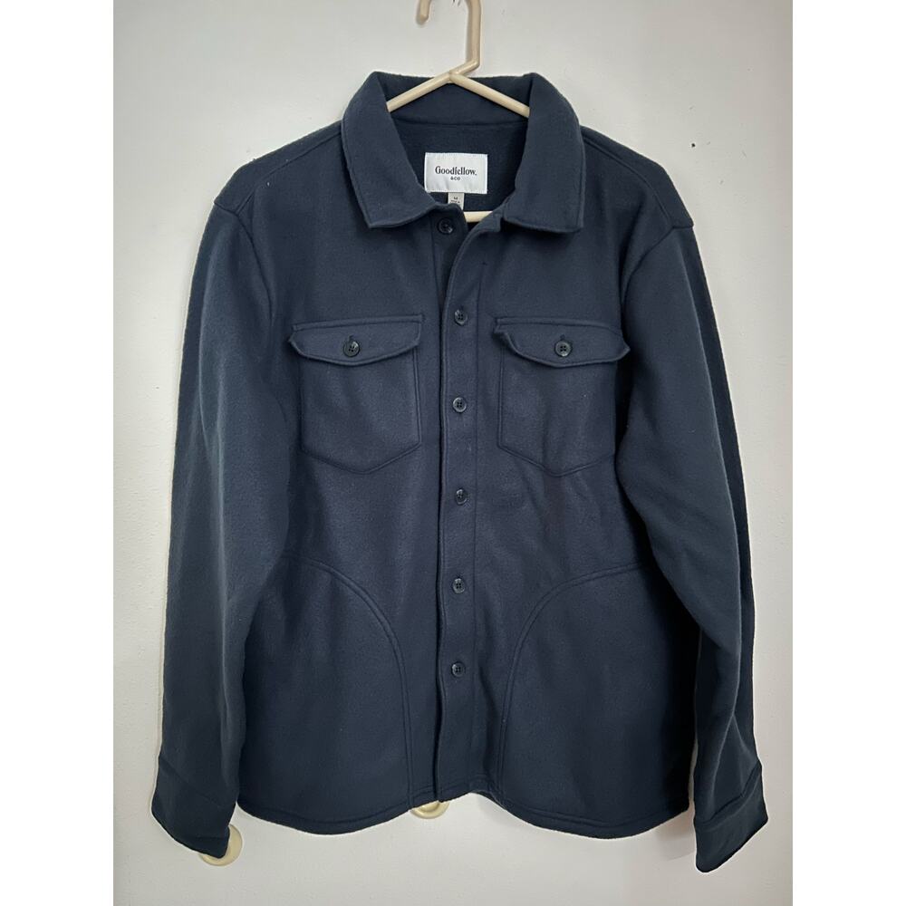 New Mens Goodfellow & Co Fleece Shacket Dark Navy Blue size Medium